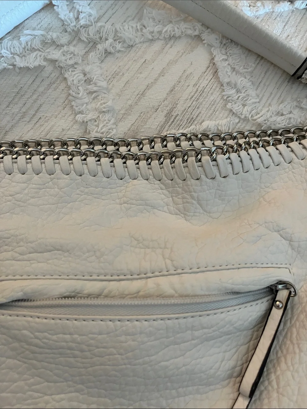 Jessica Simpson white very soft Leather Shoulder Bag with Removable Strap
